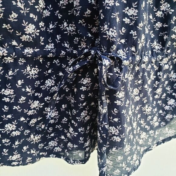 Joie Blouse Women's XXS Blue Senyana Navy Ditzy Cottagecore Floral Popover Top - Picture 15 of 16